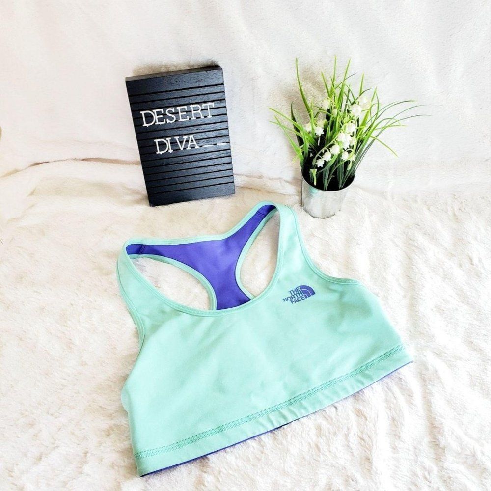The North Face Womens Sports Bra Green S/M Reversible Racerback Active